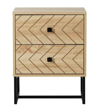 Mesita de Noche con 2 Cajones Cajonera de Madera para Dormitorio Armario Almacenamiento 48x39,5x60 cm
