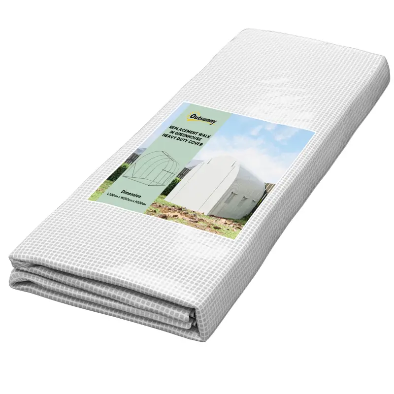 Lona de Repuesto para Invernadero Túnel 6 m², lona PE Anti-UV impermeable 6 ventanas + Puerta Enrollable con cremallera Blanco