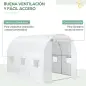 Lona de Repuesto para Invernadero Túnel 6 m², lona PE Anti-UV impermeable 6 ventanas + Puerta Enrollable con cremallera Blanco