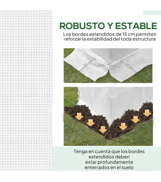 Lona de Repuesto para Invernadero Túnel 6 m², lona PE Anti-UV impermeable 6 ventanas + Puerta Enrollable con cremallera Blanco