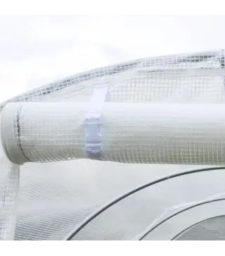 Lona de Repuesto para Invernadero Túnel 6 m², lona PE Anti-UV impermeable 6 ventanas + Puerta Enrollable con cremallera Blanco
