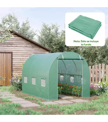 Plásticos para Invernaderos 3x2x2 m Cubierta de Repuesto para Invernadero de Polietileno con 6 Ventanas y Puerta Enrollable Prot
