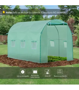 Plásticos para Invernaderos 3x2x2 m Cubierta de Repuesto para Invernadero de Polietileno con 6 Ventanas y Puerta Enrollable Prot