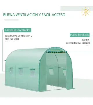 Plásticos para Invernaderos 3x2x2 m Cubierta de Repuesto para Invernadero de Polietileno con 6 Ventanas y Puerta Enrollable Prot