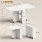 Mesa Plegable de Comedor con Ruedas Alas Abatibles y Estantes para 4-6 Personas 75x140x74 cm Blanco