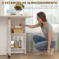 Mesa Plegable de Comedor con Ruedas Alas Abatibles y Estantes para 4-6 Personas 75x140x74 cm Blanco
