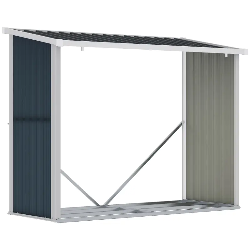 Casetilla para Leña Acero Galvanizado Cobertizo Leñero de Almacenamiento de Troncos con Techo Inclinado para Jardín Terraza Exte Casetilla para Leña Acero Galvanizado Cobertizo Leñero de Almacenamiento de Troncos con Techo Inclinado para Jardín Terraza Exte