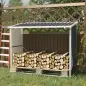 Casetilla para Leña Acero Galvanizado Cobertizo Leñero de Almacenamiento de Troncos con Techo Inclinado para Jardín Terraza Exte