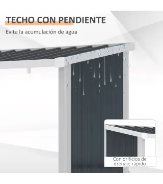 Casetilla para Leña Acero Galvanizado Cobertizo Leñero de Almacenamiento de Troncos con Techo Inclinado para Jardín Terraza Exte