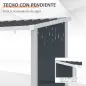 Casetilla para Leña Acero Galvanizado Cobertizo Leñero de Almacenamiento de Troncos con Techo Inclinado para Jardín Terraza Exte