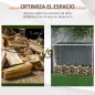 Casetilla para Leña Acero Galvanizado Cobertizo Leñero de Almacenamiento de Troncos con Techo Inclinado para Jardín Terraza Exte