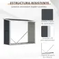Casetilla para Leña Acero Galvanizado Cobertizo Leñero de Almacenamiento de Troncos con Techo Inclinado para Jardín Terraza Exte