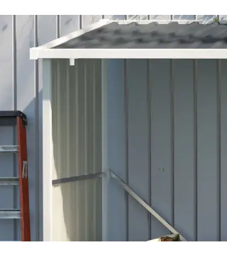 Casetilla para Leña Acero Galvanizado Cobertizo Leñero de Almacenamiento de Troncos con Techo Inclinado para Jardín Terraza Exte