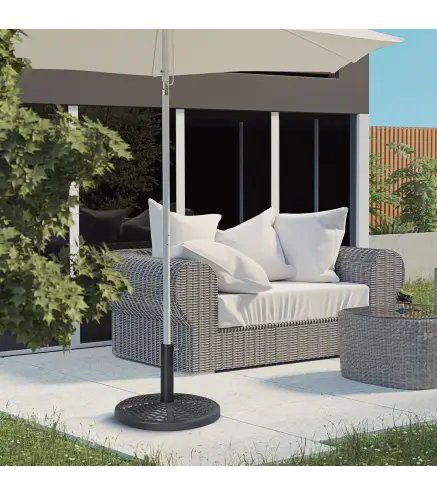 Soporte para Parasol con Relleno de Cemento Peso 9,5 kg para Poste de Parasol de Ø38/48 mm Negro