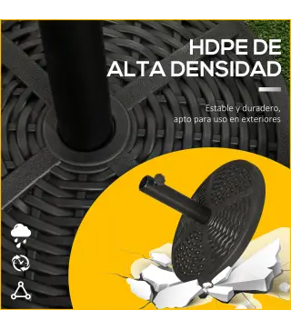 Soporte para Parasol con Relleno de Cemento Peso 9,5 kg para Poste de Parasol de Ø38/48 mm Negro