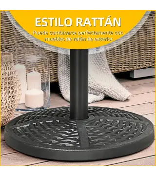 Soporte para Parasol con Relleno de Cemento Peso 9,5 kg para Poste de Parasol de Ø38/48 mm Negro