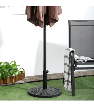 Soporte para Parasol con Relleno de Cemento Peso 9,5 kg para Poste de Parasol de Ø38/48 mm Negro