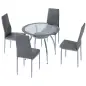 Juego Mesa de Comedor y 4 Sillas Conjunto de Muebles de 5 Piezas Mesa Redonda Ø90x75 cm y 4 Sillas 42x52x96 cm Gris