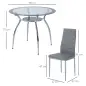 Juego Mesa de Comedor y 4 Sillas Conjunto de Muebles de 5 Piezas Mesa Redonda Ø90x75 cm y 4 Sillas 42x52x96 cm Gris
