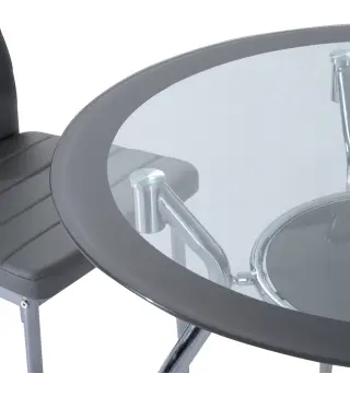 Juego Mesa de Comedor y 4 Sillas Conjunto de Muebles de 5 Piezas Mesa Redonda Ø90x75 cm y 4 Sillas 42x52x96 cm Gris