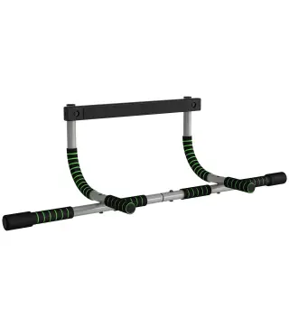 Barra de Dominadas Multifuncional Barra de Dominadas de Pared con Mangos Antideslizantes Carga 110 kg Gris y Negro