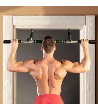 Barra de Dominadas Multifuncional Barra de Dominadas de Pared con Mangos Antideslizantes Carga 110 kg Gris y Negro