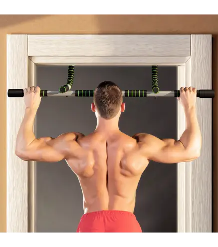 Barra de Dominadas Multifuncional Barra de Dominadas de Pared con Mangos Antideslizantes Carga 110 kg Gris y Negro