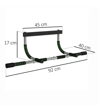 Barra de Dominadas Multifuncional Barra de Dominadas de Pared con Mangos Antideslizantes Carga 110 kg Gris y Negro