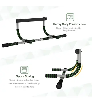 Barra de Dominadas Multifuncional Barra de Dominadas de Pared con Mangos Antideslizantes Carga 110 kg Gris y Negro