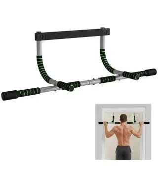 Barra de Dominadas Multifuncional Barra de Dominadas de Pared con Mangos Antideslizantes Carga 110 kg Gris y Negro