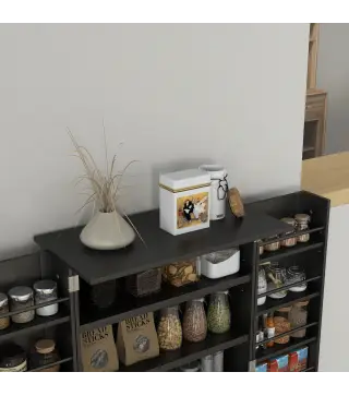 Armario Despensa Cocina con 2 Puertas y 16 Estantes Alacena Moderna con Estantes Ajustables 60x30x104cm Negro