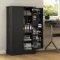 Armario Despensa Cocina con 2 Puertas y 16 Estantes Alacena Moderna con Estantes Ajustables 60x30x104cm Negro