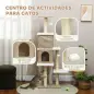 Árbol Rascador para Gatos de Borreguito de 140 cm con 2 Cuevas Plataformas Bolas Colgantes y Poste de Sisal Marrón Claro