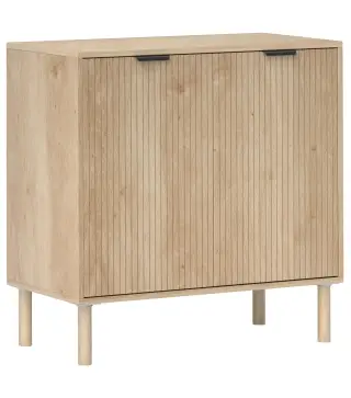 Aparador de Salón Aparador con Estante Ajustable 2 Puertas Sistema Anti-vuelco y Patas de Madera 78x40x77,5 cm Roble