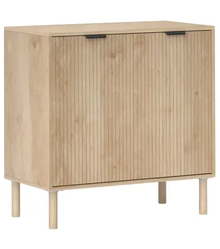 Aparador de Salón Aparador con Estante Ajustable 2 Puertas Sistema Anti-vuelco y Patas de Madera 78x40x77,5 cm Roble