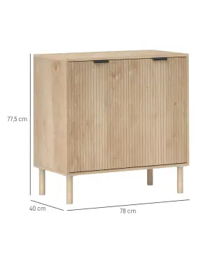 Aparador de Salón Aparador con Estante Ajustable 2 Puertas Sistema Anti-vuelco y Patas de Madera 78x40x77,5 cm Roble