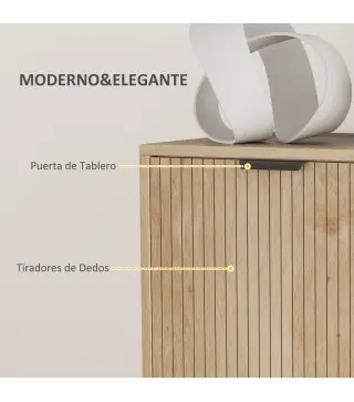 Aparador de Salón Aparador con Estante Ajustable 2 Puertas Sistema Anti-vuelco y Patas de Madera 78x40x77,5 cm Roble