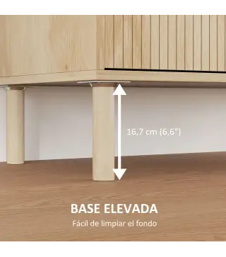 Aparador de Salón Aparador con Estante Ajustable 2 Puertas Sistema Anti-vuelco y Patas de Madera 78x40x77,5 cm Roble