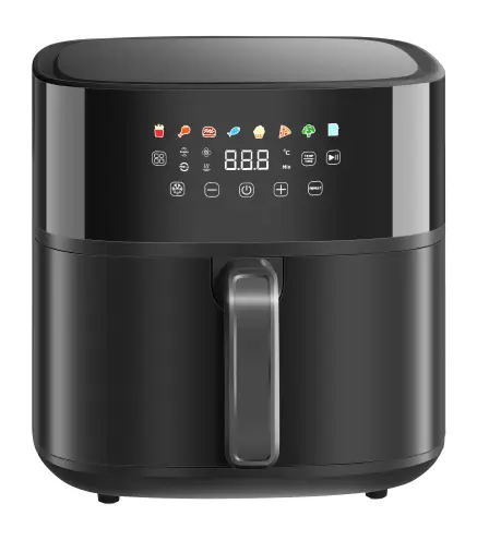 Freidora de Aire 8 L 1700 W Circulación de Aire Caliente a 360° Temperatura Regulable 80-200°C 8 Programas Negro