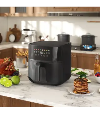 Freidora de Aire 8 L 1700 W Circulación de Aire Caliente a 360° Temperatura Regulable 80-200°C 8 Programas Negro