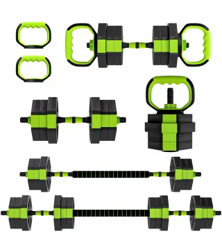 Juego de Mancuernas Ajustables 20 kg 6 en 1 como Kettlebell Barra Mancuernas Soporte para Flexiones para Gimnasio Casa