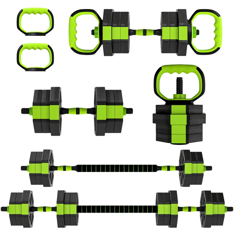 Juego de Mancuernas Ajustables 20 kg 6 en 1 como Kettlebell Barra Mancuernas Soporte para Flexiones para Gimnasio Casa