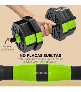 Juego de Mancuernas Ajustables 20 kg 6 en 1 como Kettlebell Barra Mancuernas Soporte para Flexiones para Gimnasio Casa
