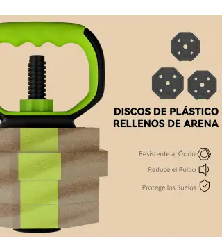Juego de Mancuernas Ajustables 20 kg 6 en 1 como Kettlebell Barra Mancuernas Soporte para Flexiones para Gimnasio Casa