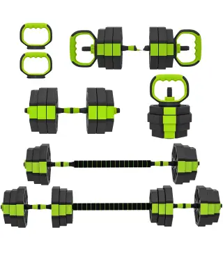Juego de Mancuernas Ajustables 25 kg 6 en 1 como Kettlebell Barra Mancuernas Soporte para Flexiones para Gimnasio Casa