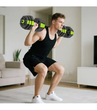 Juego de Mancuernas Ajustables 25 kg 6 en 1 como Kettlebell Barra Mancuernas Soporte para Flexiones para Gimnasio Casa