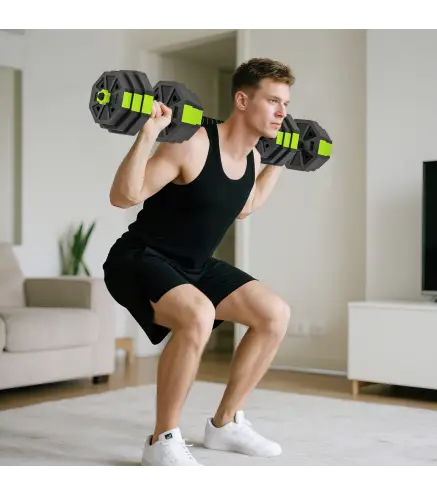 Juego de Mancuernas Ajustables 25 kg 6 en 1 como Kettlebell Barra Mancuernas Soporte para Flexiones para Gimnasio Casa