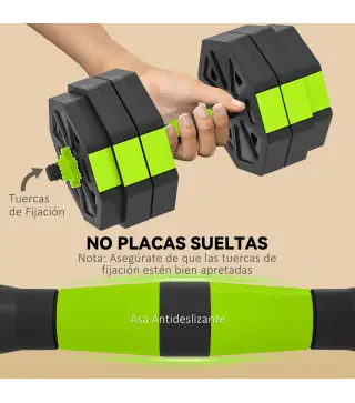 Juego de Mancuernas Ajustables 25 kg 6 en 1 como Kettlebell Barra Mancuernas Soporte para Flexiones para Gimnasio Casa