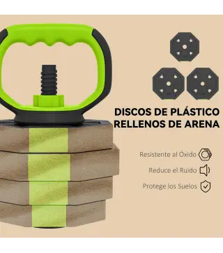 Juego de Mancuernas Ajustables 25 kg 6 en 1 como Kettlebell Barra Mancuernas Soporte para Flexiones para Gimnasio Casa