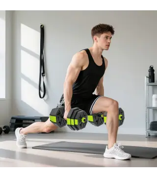 Juego de Mancuernas Ajustables 25 kg 6 en 1 como Kettlebell Barra Mancuernas Soporte para Flexiones para Gimnasio Casa